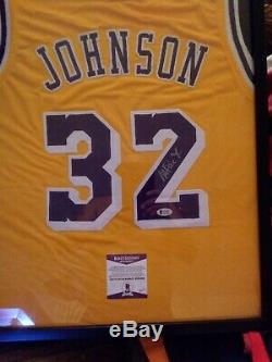 Magic Johnson Signed Jersey With COA And Display Case