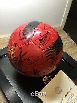 Manchester United Squad Signed Football 2019-20 + Display Case Club Issued Coa