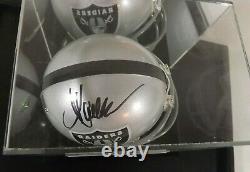 Marcus Allen Signed Mini Helmet With Nice Display Case Oakland Raiders Leaf Coa