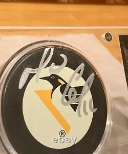 Mario Lemieux Hand-Signed Official Game Puck With COA Display Case Card