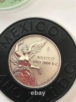 Mexico Ano 2000 DC Silver Libertad Casa De Moneda. 925 Proof, COA Display Case