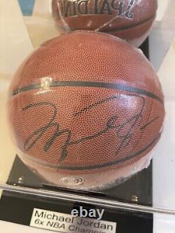 Michael Jordan Autographed Basketball and Card Display Case and COA included