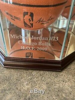 Michael Jordan Signed Basketball with COA and HOF etched glass Display Case