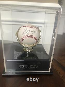 Michael Jordan autographed Baseball in display case. With COA