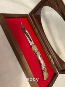 Michael Prater Painted Pony 110 Buck Knife w Signed COA in Display Case