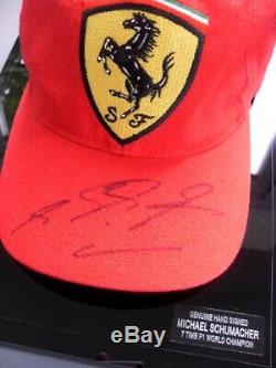 Michael Schumacher Rare Genuine Hand Signed Ferrari Cap Display Case Coa F1 Gp