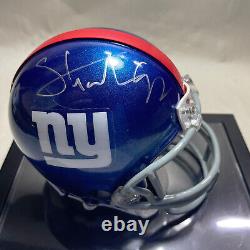 Michael Strahan New York Giants Signed Mini Helmet with Display Case SGC COA