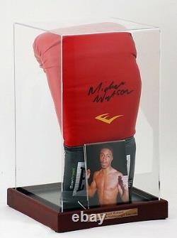 Michael Watson Hand Signed Boxing Glove in display case AFTAL Photo Proof COA