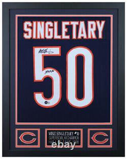 Mike Singletary Autographedand Framed Blue Chicago Jersey Beckett COA