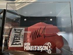 Mike Tyson Autographed Everlast Boxing Glove With Custom Display Case JSA COA