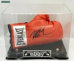 Mike Tyson Signed Autographed Boxing Glove With Custom Silver Display Case + COA