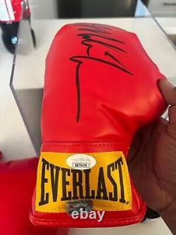 Mike Tyson Signed Everlast Boxing Glove Set and Display Case JSA & Tyson COA