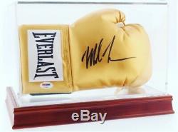Mike Tyson Signed Everlast Gold Boxing Glove With Display Case (PSA COA)