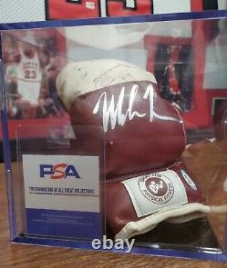 Mike Tyson Signed Red / White Boxing Gloves PSA COA With Display Case + Plaque