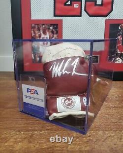 Mike Tyson Signed Red / White Boxing Gloves PSA COA With Display Case + Plaque