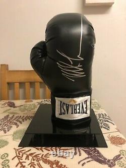 Mike Tyson signed boxing glove black with display case COA