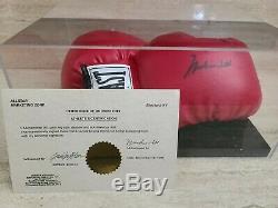 Muhammad Ali Signed Autographed Everlast Boxing Gloves withCOA & display case