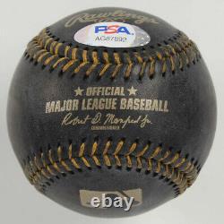 NOLAN RYAN Signed OML Black Leather Baseball In Display Case Autographed PSA COA