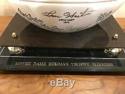 NOTRE DAME HEISMAN WINNERS Autographed Football MINT with COA and Display Case