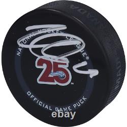 Nathan MacKinnon Autographed 25th Anniversary Puck with Display Case LSM COA