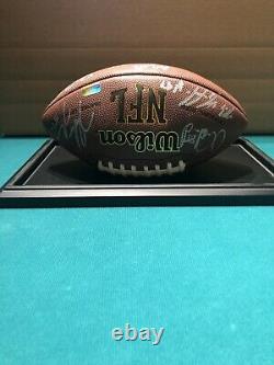 New England Patriots Team Signed Football with Display Case And COA