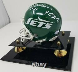 New York Jets Sack Exchange Multi Signed Mini Helmet PSA COA 023 Display Case