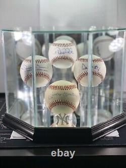New York Yankees GREATS Signed Auto Baseballs In Display Case COA JSA HOF