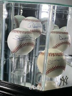 New York Yankees GREATS Signed Auto Baseballs In Display Case COA JSA HOF
