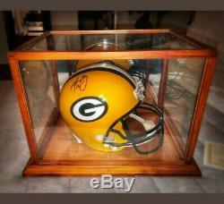 Nice! Aaron Rodgers Signed Packers Full Size Helmet W Display Case & Coa