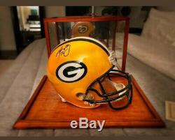 Nice! Aaron Rodgers Signed Packers Full Size Helmet W Display Case & Coa