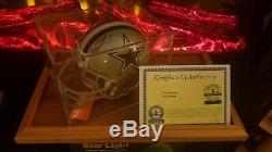 Nice! Troy Aikman Signed Cowboys Mini Helmet W Coa & Display Case