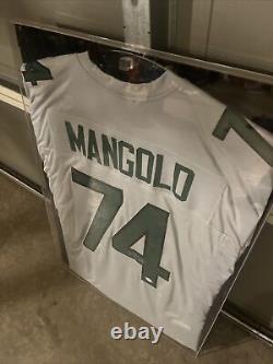 Nick Mangold New York Jets Signed Grey Jersey Autographed PSA COA W display Case