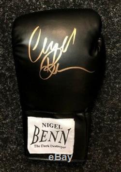 Nigel Benn Hand Signed Boxing Glove In a Display Case The Dark Destroyer COA
