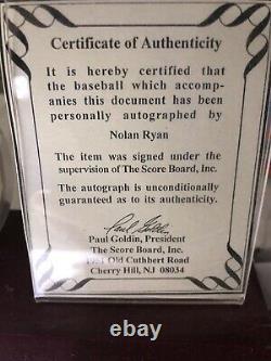 Nolan Ryan Auto Baseball with COA plus Display Case Perfect Present For Any Fan