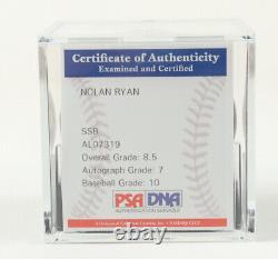 Nolan Ryan Signed Black Baseball Inscribed with Display Case PSA COA Graded 8.5