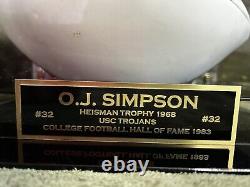 OJ Simpson Autographed USC Trojans Logo Football In Display Case PSA/DNA COA