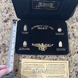 Original Civil War Bullets Relics in Display Case (4 Piece) with coa