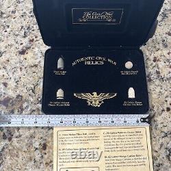 Original Civil War Bullets Relics in Display Case (4 Piece) with coa