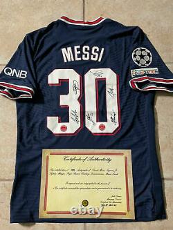 Original Messi Psg Jersey Signed By The Paris Team + Coa Certificate