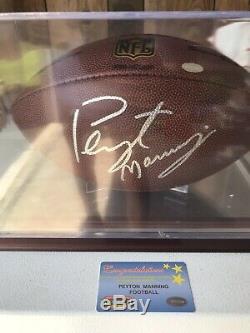PEYTON MANNING SIGNED AUTOGRAPHED NFL WILSON FOOTBALL With COA & Display Case