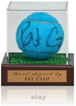 Pat Cash Hand Signed Blue Tennis Ball in Display Case AFTAL COA
