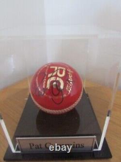 Pat Cummins signed cricket ball in display case-Coa