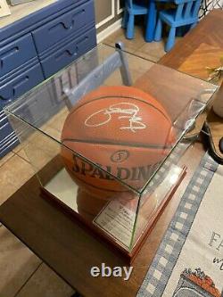 Paul George Autographed Basketball Fanatics COA with Mahogany display case