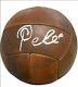 Pele Signed Reproduction Vintage Soccer Ball Beckett Coa, Display Case, Plaque