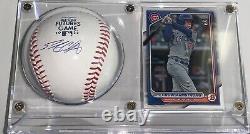 Pete Crow-Armstrong Autographed OML Baseball & Cubs RC Beckett BAS COA Display