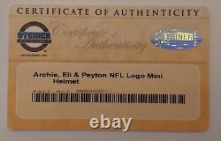 Peyton Eli Archie Manning Signed NFL Mini Helmet in Display Case Steiner COA