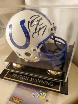 Peyton Manning Autographed Indianapolis Colts Mini Helmet with Display Case & COA