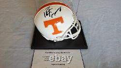 Peyton Manning Signed Tennessee Vols Mini Helmet with Display Case COA HOF Auto