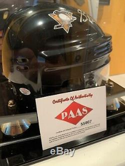 Pittsburgh Penguins Sidney Crosby Signed Mini Helmet with COA and Display Case