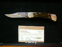 RARE 1990 BUCK 110 LIMITED EDITION CUSTOM KNIFE NEVER USED COA/Display Case